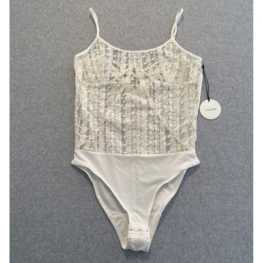 NEW Tularosa Bodysuit Women's M Embroidered Lace in Ivory